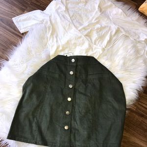 Olive green suede skirt